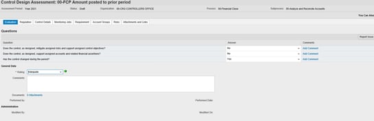 Control Design Assessment