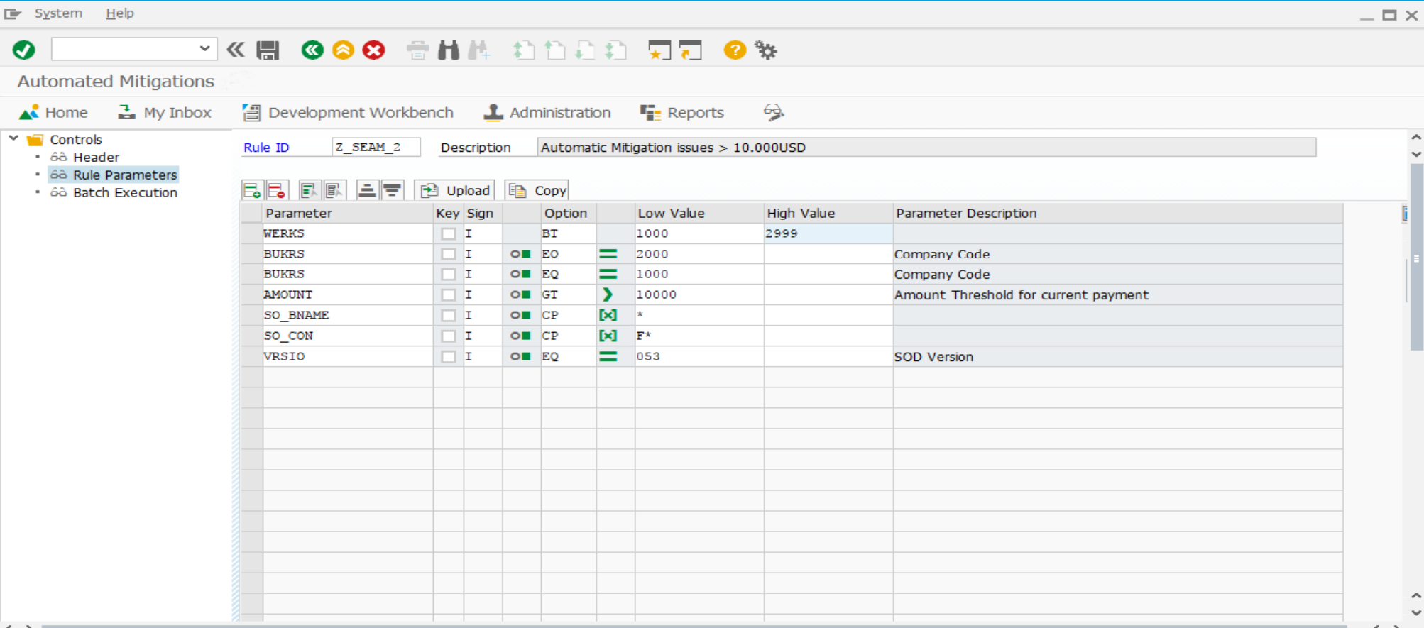 Controlli SAP - personalizzazione