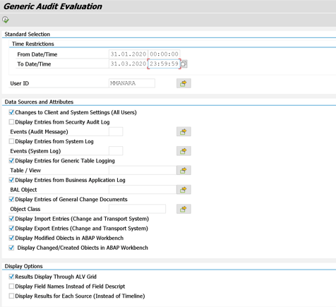 SAP AUDIT EVALUATION