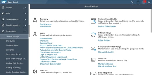 SAP C4C General Settings