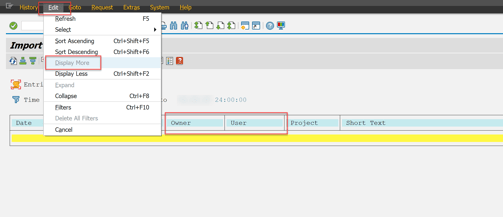 SAP CHANGE REQUEST IMPORT LOG HISTORY
