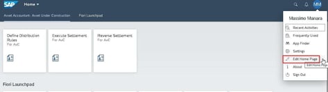 SAP FIORI Home Page