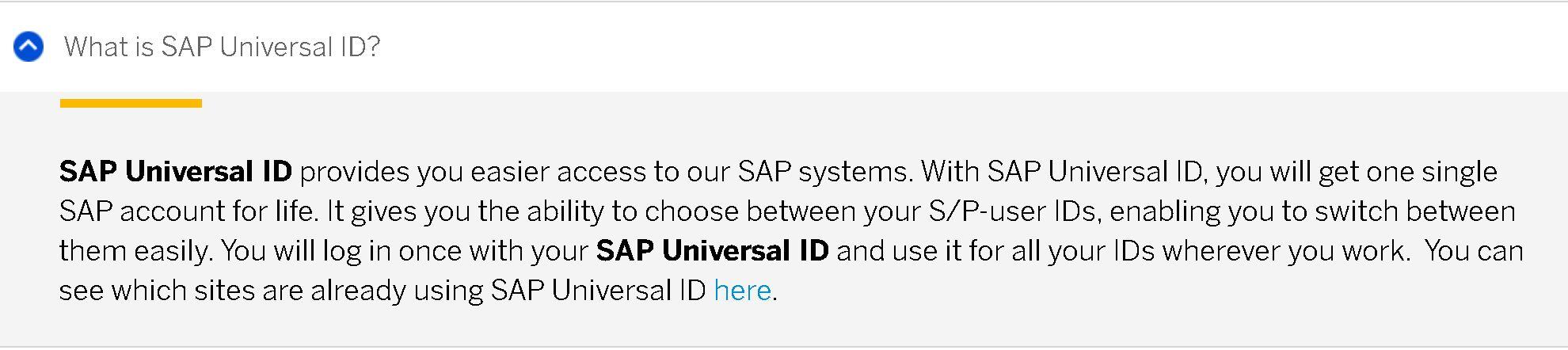 SAP Universal ID