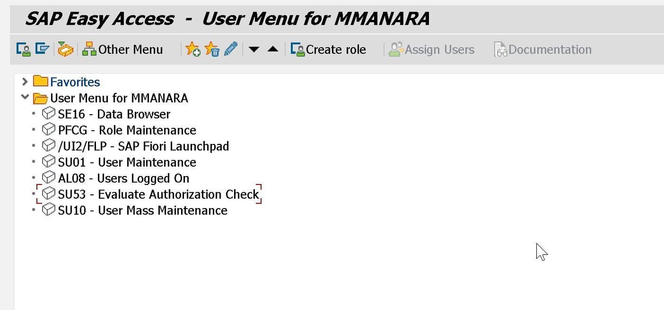 SAP menu