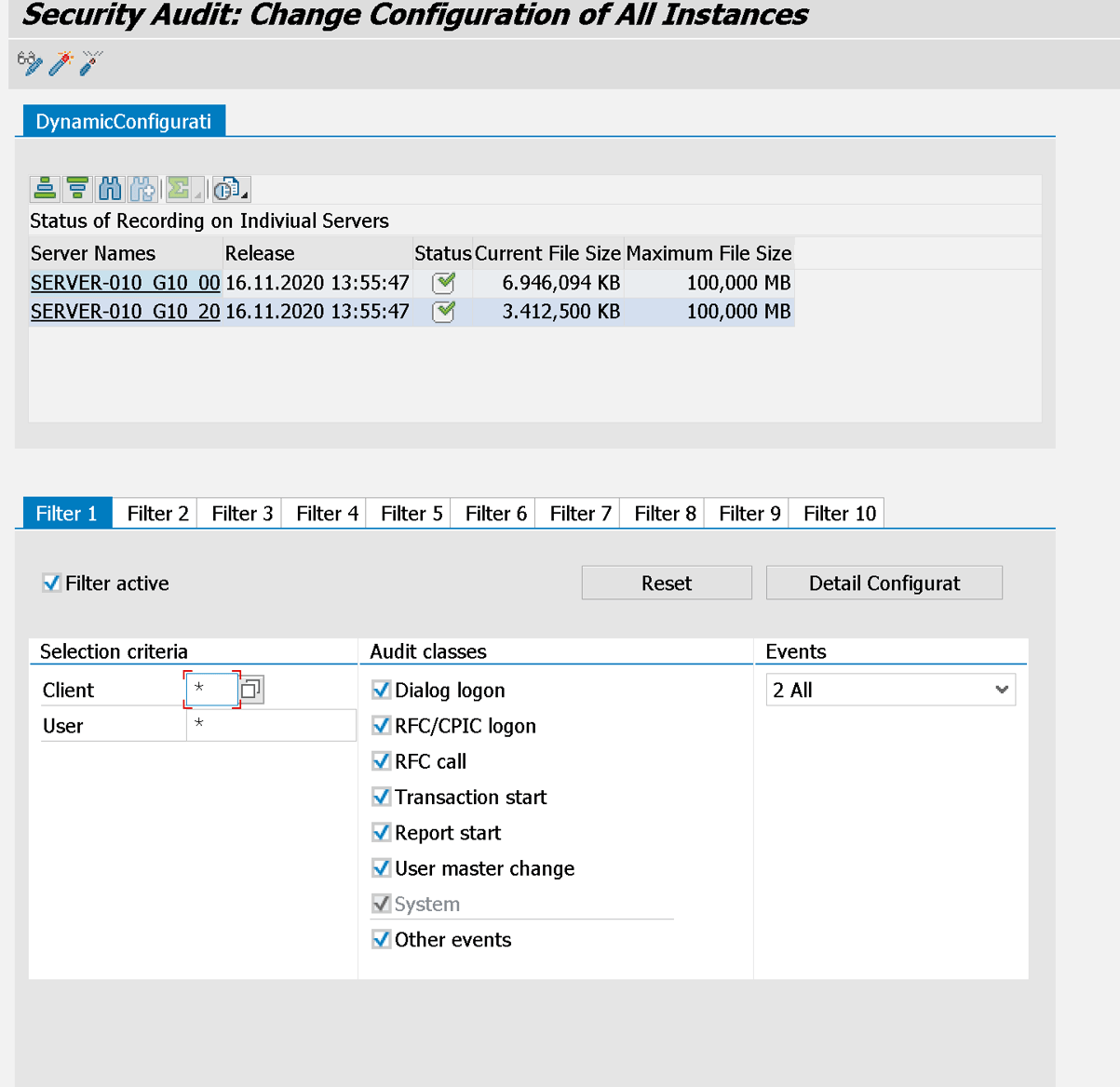 SAP Security Audit Log