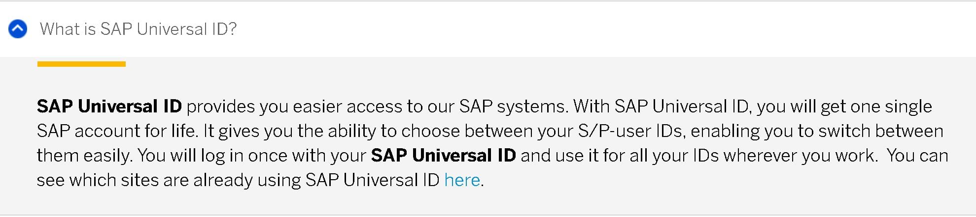 SAP Universal ID